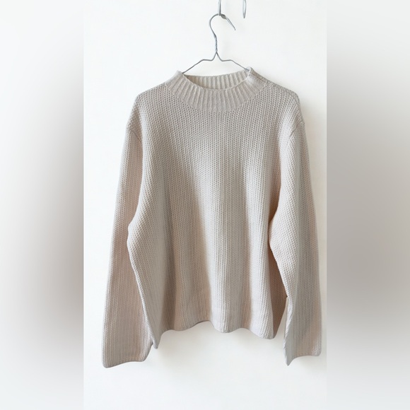 J. Crew Sweaters - J.Crew NWT Ribbed Mock Neck Sweater XL - Beige Oatmeal Chunky Knit Cropped Relax